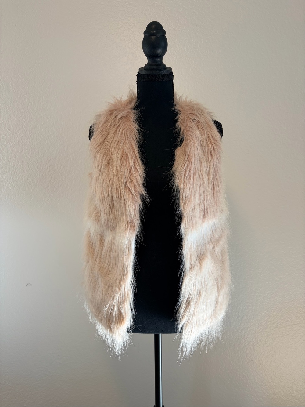 Women Faux Fur Vest - Pink Beige